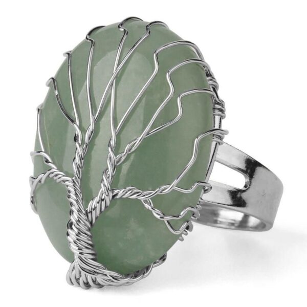 bague arbre de vie aventurine verte