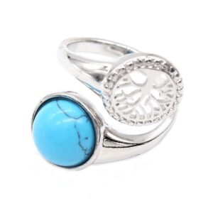 bague arbre de vie bleu turquoise