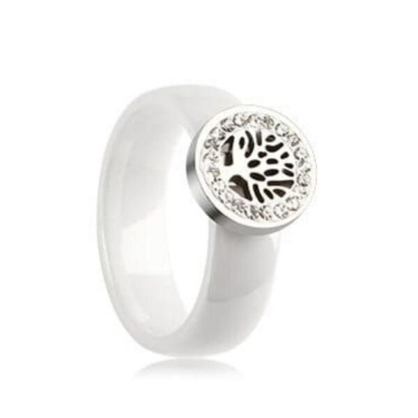 bague arbre de vie céramique blanc