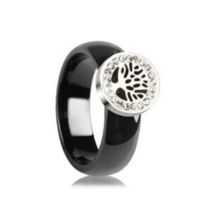bague arbre de vie céramique noir