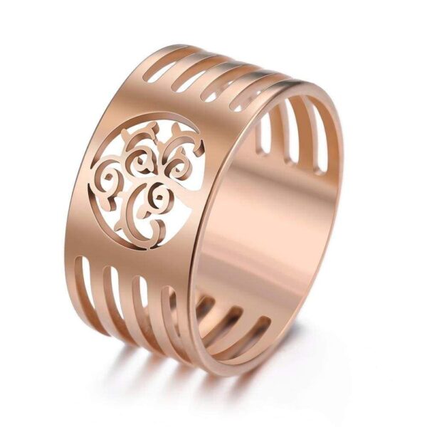 bague arbre de vie design or rose
