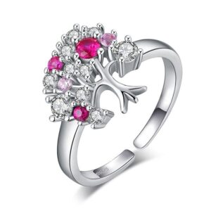 bague arbre de vie diamant rose en argent Sterling 925