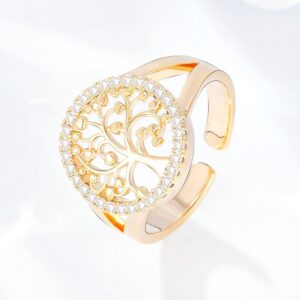 bague arbre de vie dorée en cuivre
