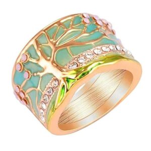 bague arbre de vie fleur rose