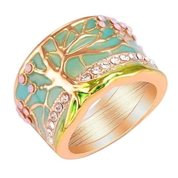 bague arbre de vie fleur rose