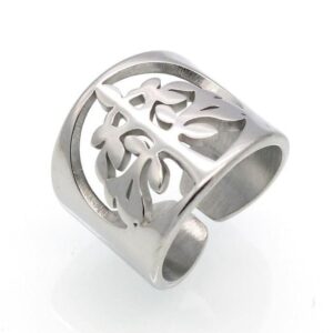 bague arbre de vie large acier