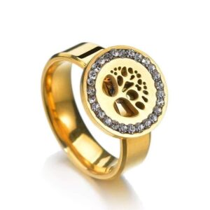 bague arbre de vie médaille or