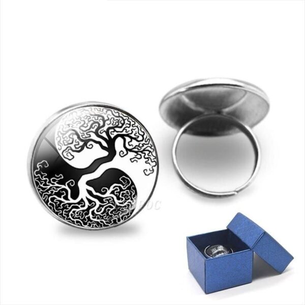bague arbre de vie noir et blanc