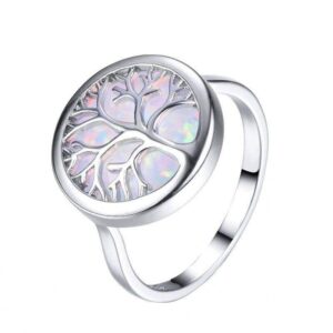 bague arbre de vie opale blanche