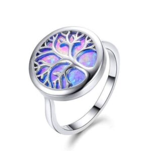 bague arbre de vie opale bleue