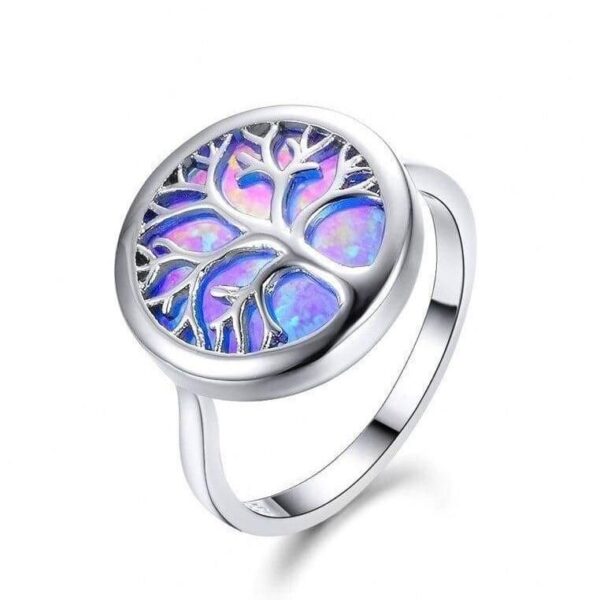 bague arbre de vie opale bleue