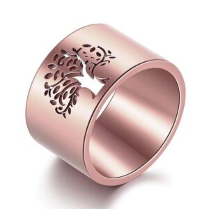 bague arbre de vie or rose acier