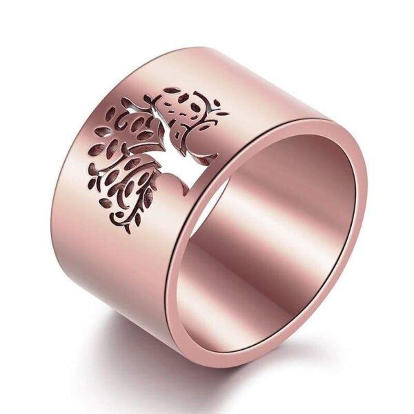 bague arbre de vie or rose acier