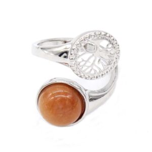 bague arbre de vie pierre aventurine rouge