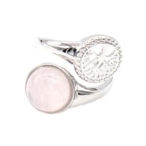 bague arbre de vie pierre quartz rose
