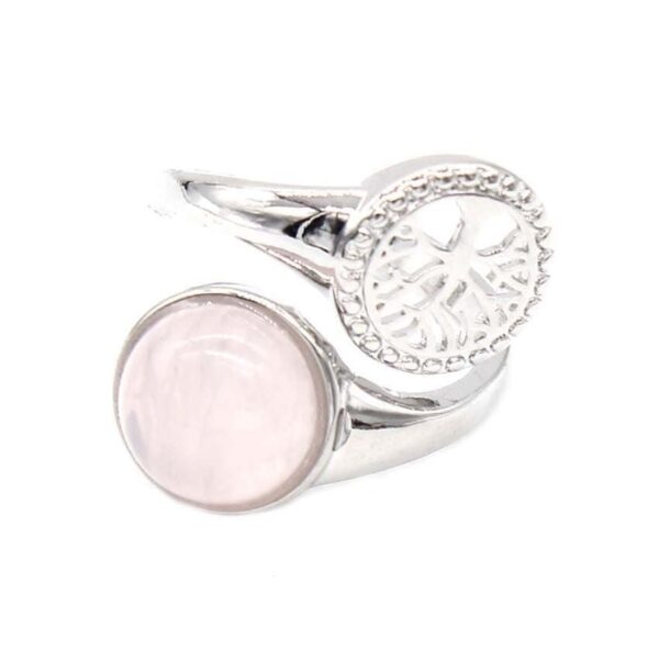 bague arbre de vie pierre quartz rose