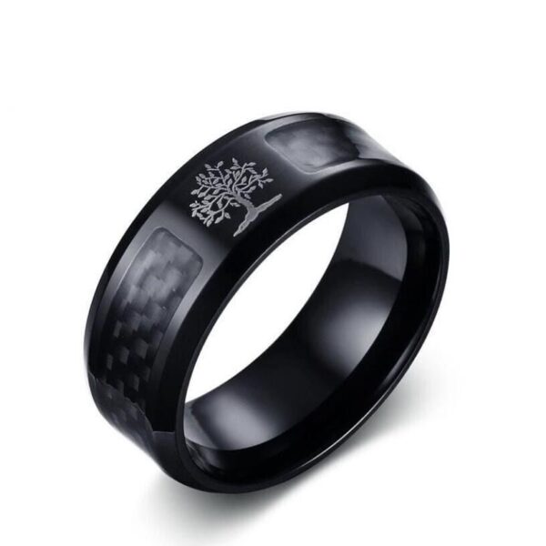 bague arbre de vie rétro noir