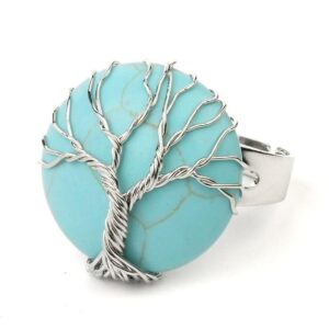 bague arbre de vie turquoise