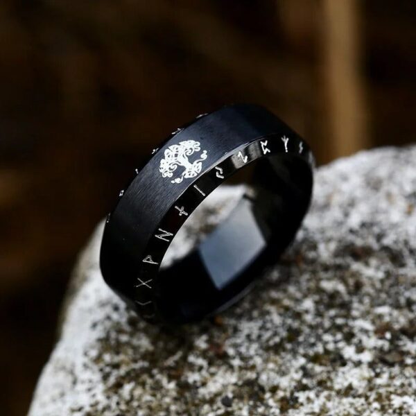bague arbre de vie viking noir