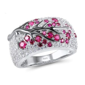 bague arbre de vie zirconium rose