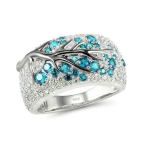 bague arbre de vie zirconium turquoise