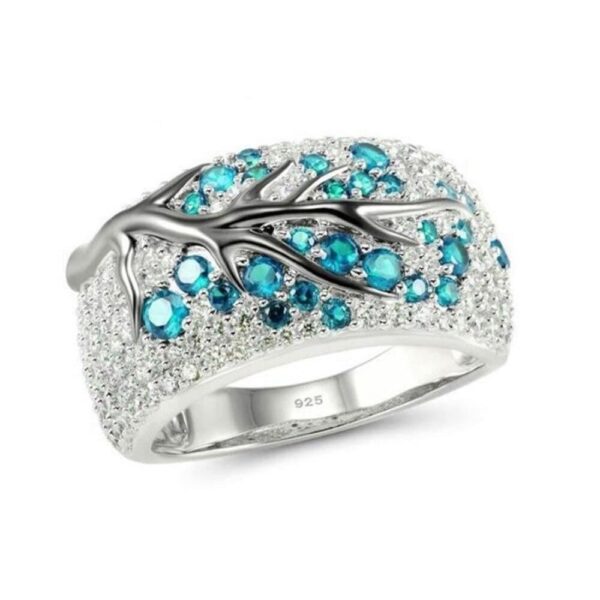 bague arbre de vie zirconium turquoise