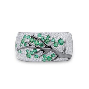 bague arbre de vie zirconium vert
