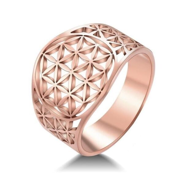 bague fleur de vie or rose