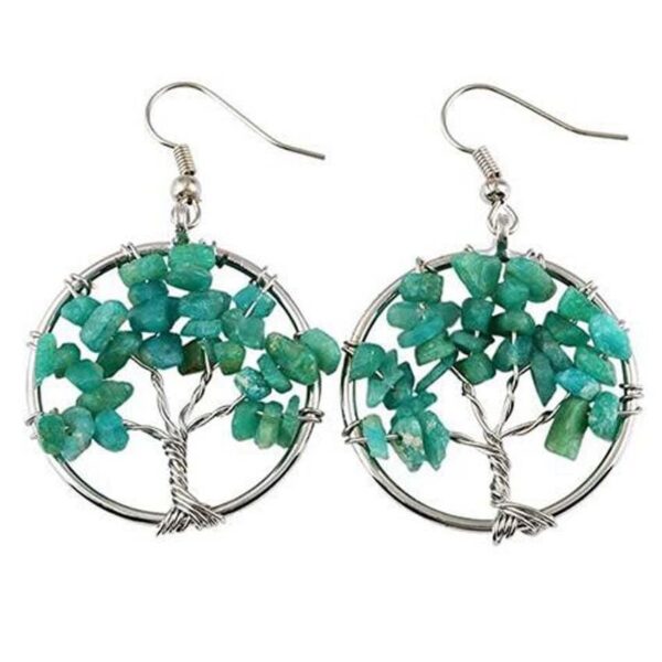 boucles d’oreilles arbre de vie amazonite