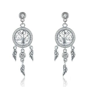 boucles d'oreilles arbre de vie attrape rêve