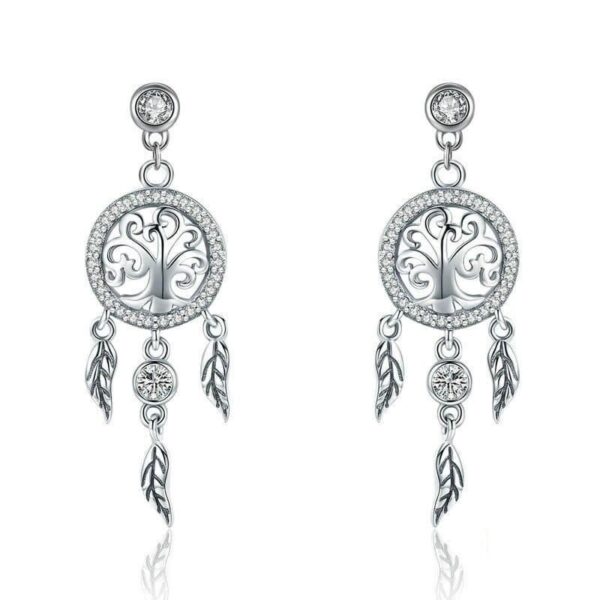 boucles d'oreilles arbre de vie attrape rêve