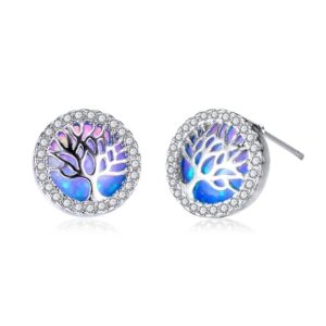 boucles d'oreilles arbre de vie glamour bleu