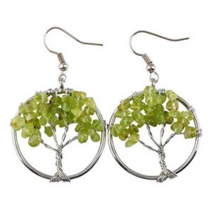 boucles d’oreilles arbre de vie olivine