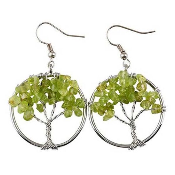boucles d’oreilles arbre de vie olivine