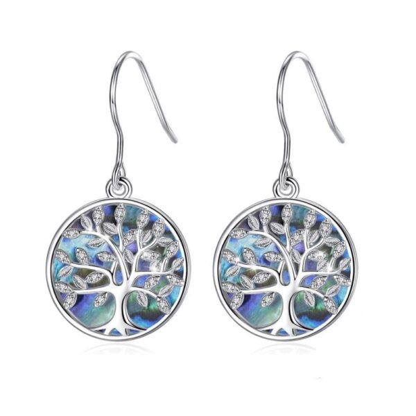 boucles doreilles arbre de vie nacre en argent sterling 925