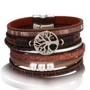 bracelet arbre de vie cuir marron