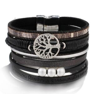 bracelet arbre de vie cuir noir