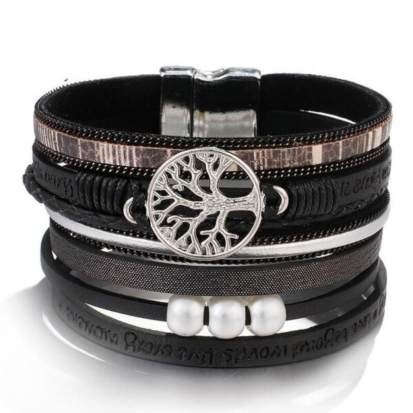 bracelet arbre de vie cuir noir