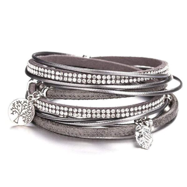 bracelet arbre de vie femme cuir gris
