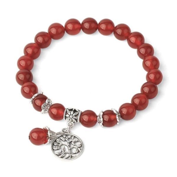 bracelet arbre de vie pierre agate rouge