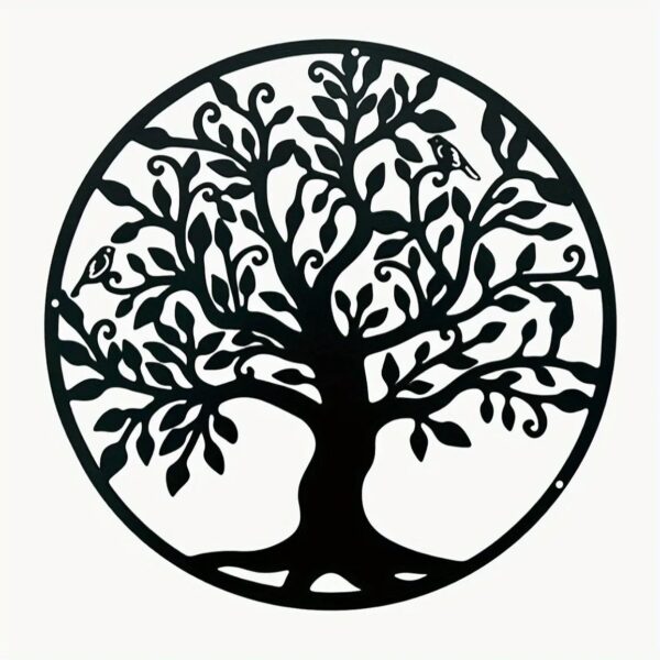 Décoration Murale Arbre de Vie et Oiseaux en Métal 30cm